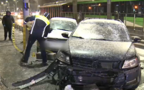 Accident în lanț pe Șoseaua Oltenița: Pieton în stare gravă după ce trei mașini s-au tamponat